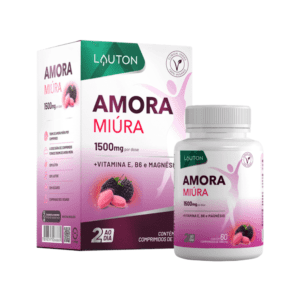 Caixa original do produto Amora Miúra com frasco ao lado