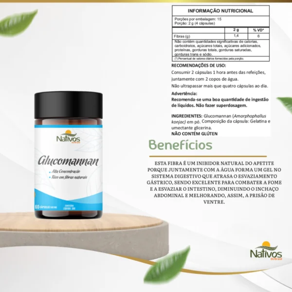 Ficha técnica detalhada do Glucomannan Objetivo Magra com informações sobre composição, cápsulas, posologia, precauções e ingredientes.